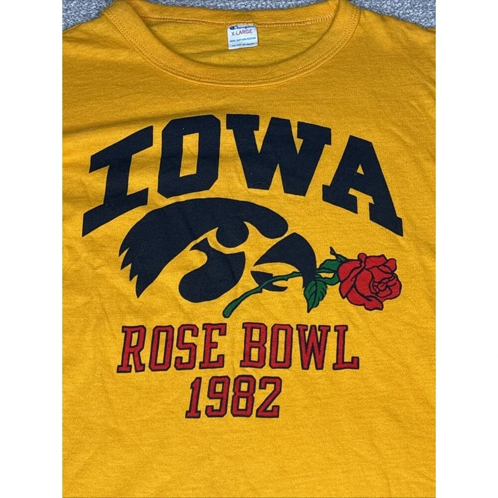 Vintage University Of Iowa Hawkseyes Rose Bowl 1982 Shirt Champion Size XL - Picture 2 of 4